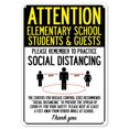 thumbnail image 1 of SignMission OS-NS-P-710-25389 Covid-19 Notice Sign - Attention Elementary School Students & Guests Practice Social Distancing, 1 of 1