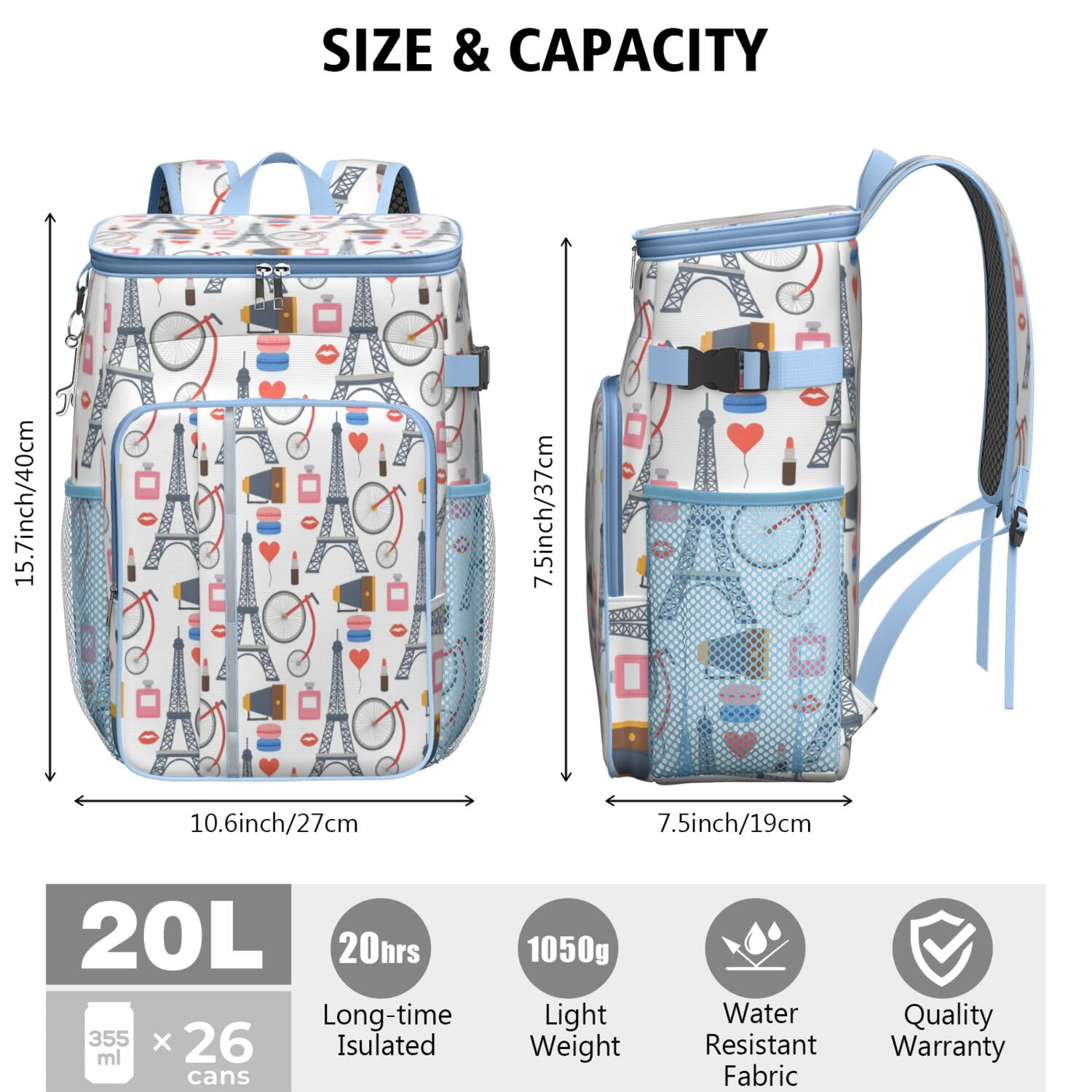 Insulated Lunch Box Cooler Backpack Tower Lunch Backpack Leak Proof Travel Camping Lunch Backpack Outdoor Cutlery Backpack for Outdoor Enthusiasts