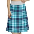 thumbnail image 1 of Women's Plaid Squares and Rectangles Pixel A-line Printed Skirt Casual Wear, L, Dark Blue Aqua White, by Ambesonne, 1 of 6