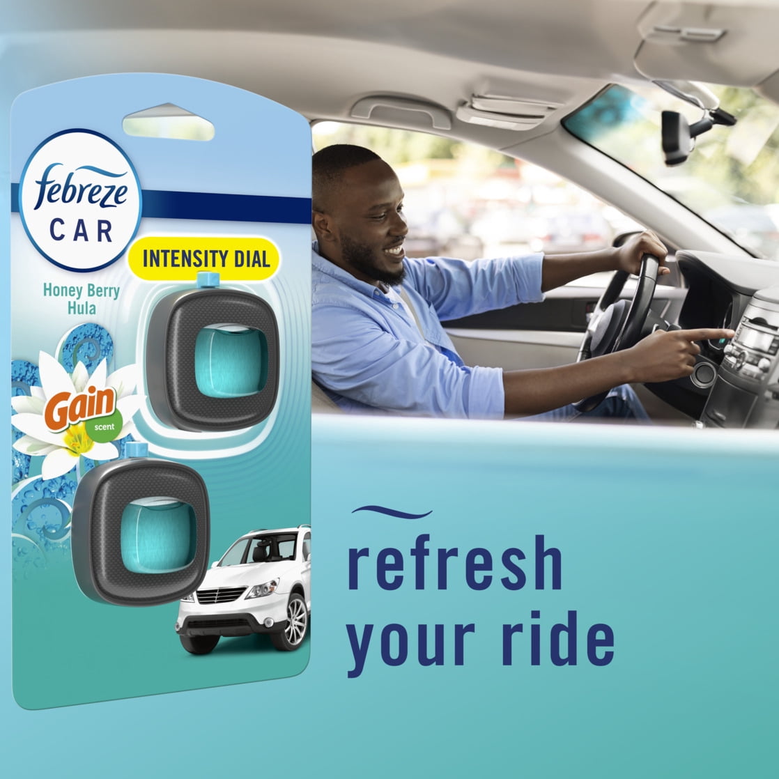 (8 pack) Febreze Car Air Freshener Vent Clip Gain Honey Berry Hula Scent, .06 oz. Car Vent Clip, 2 Count