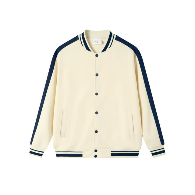 Japanese style 380g combed cotton cardigan sweatshirt baseball jacket, couple style, spring and autumn men's and women's outerwear, outdoor color-blocked top, trendy.