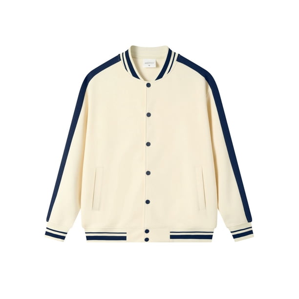Japanese style 380g combed cotton cardigan sweatshirt baseball jacket, couple style, spring and autumn men's and women's outerwear, outdoor color-blocked top, trendy.
