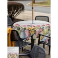 thumbnail image 4 of Easter Outdoor Tablecloth - 60x60 Inch Square Dining Table Cover, Retro Spring Bunny Eggs Tulip Farm Wooden Grain Waterproof Outdoor Table Cloth with Umbrella Hole & Zipper for Picnic/Patio/Party, 4 of 7