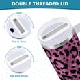 thumbnail image 5 of 40 oz Tumbler With Handle Stainless Steel Insulated Tumbler With Lid for Car Cup Holder Pink Glitter Cheetah Print, 5 of 9