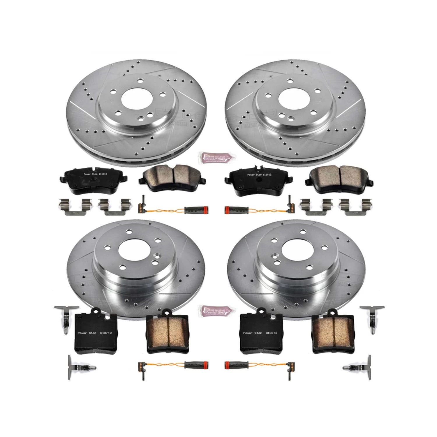 PowerStop Front and Rear Z23 Evolution Sport Carbon-Fiber Ceramic Brake Pad and Drilled & Slotted Rotor Kit Fits: MERCEDES-BENZ Select Models K2783