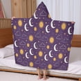 thumbnail image 5 of Purple Sun Moon Cloud Star Pattern Hooded Bath Towel，60"x35" for Ages 3 To 12 Kids, Quick Dry Lightweight Soft Microfiber Hood Beach Towel Cover Up for Kids, 5 of 7
