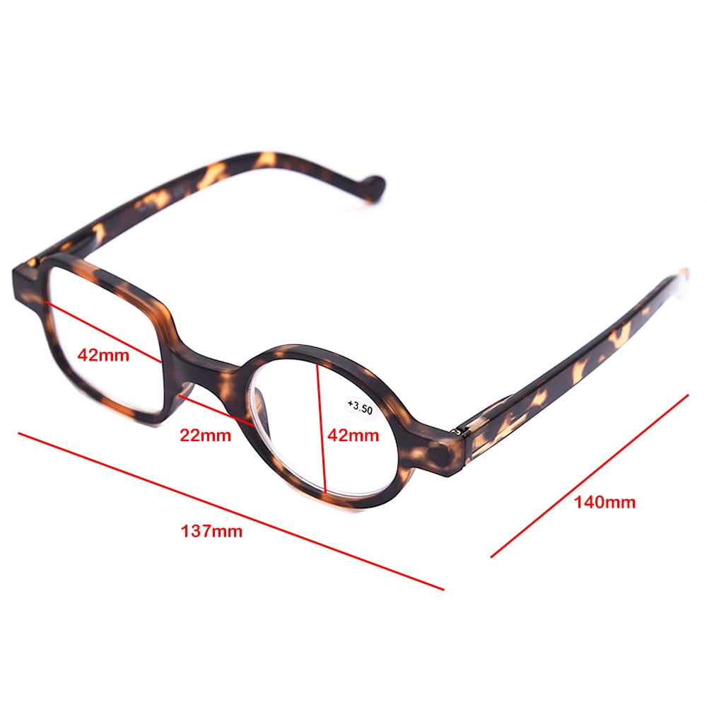 3 Pairs of Womens Mens Square Round Reading Glasses 3.5, Pink Designer Spring Hinge Readers +3.50