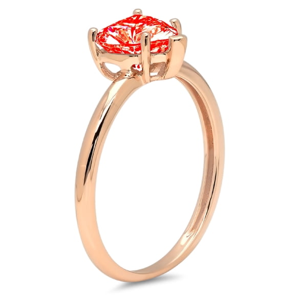 1.25 ct Heart Cut Simulated Red Diamond Solitaire Engagement Ring for Women in 18K Rose Gold