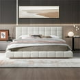 thumbnail image 3 of Claire Upholstered Mid-Century Fabric King Platform Bed in Ivory, 3 of 4