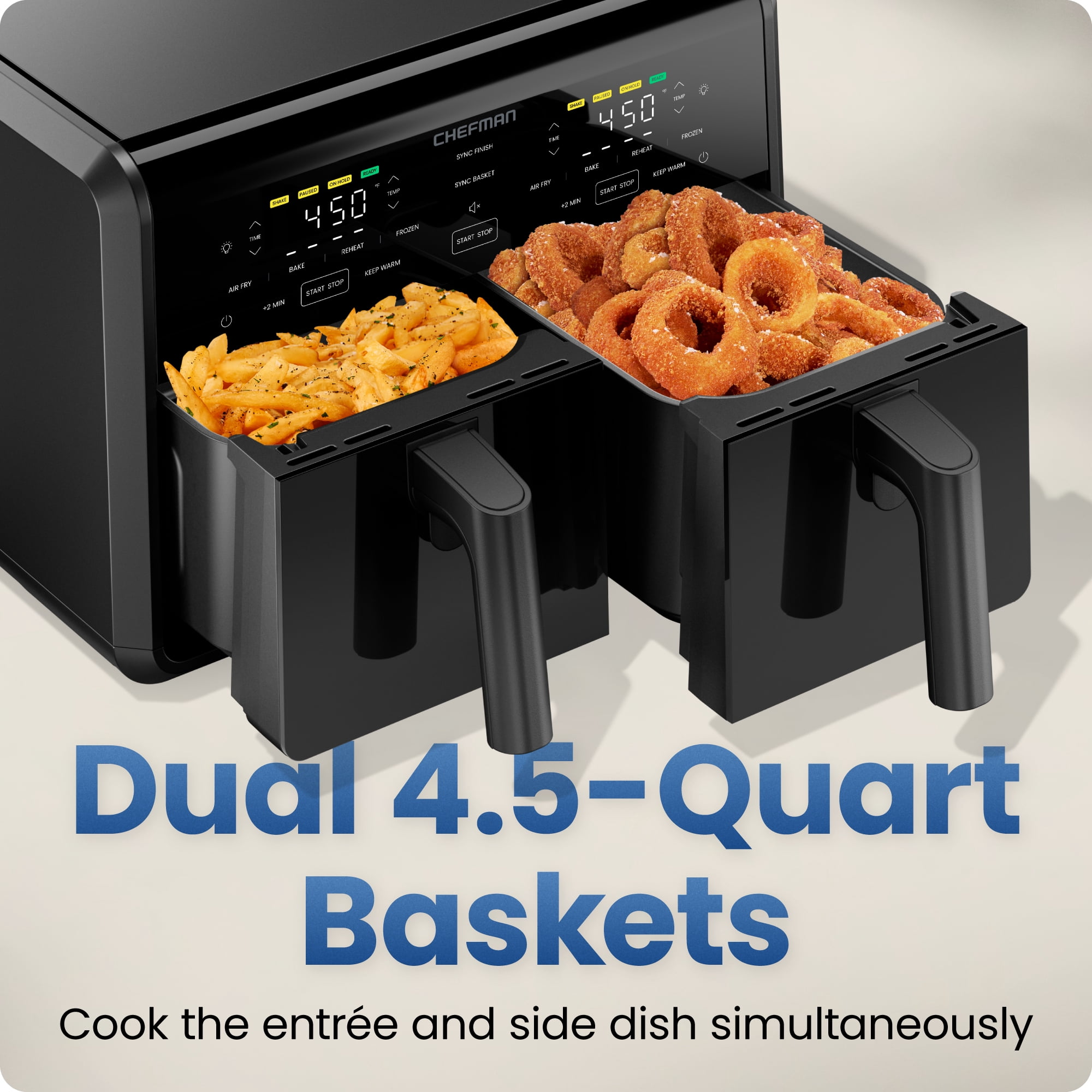 Chefman 9-Quart TurboFry Dual Basket Air Fryer with DC Motor - Black