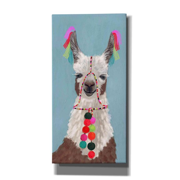 Epic Graffiti 'Adorned Llama I' by Victoria Borges Canvas Wall Art, 20"x40"