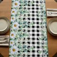 thumbnail image 5 of Table Runners 48 Inches Long Dress Scarves, Green Eucalyptus Leaves Farmhouse Kitchen Table Runner, Short Coffee Tablerunners, Summer Botanical Daisy Black Plaid 13x48 Inch, 5 of 9