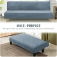 thumbnail image 5 of TOPCHANCES Velvet Futon Cover Armless Sofa Covers Sofa Bed Covers Stretch Futon Couch Cover Sofa Slipcover Furniture Protector Thick Soft Velvet Fabric, Greyblue, 5 of 8
