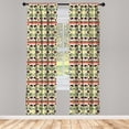 thumbnail image 4 of Ambesonne Tribal Window Curtains, Peacock Pattern, Each 28" W x 95" L, Cream and Purple, 4 of 4