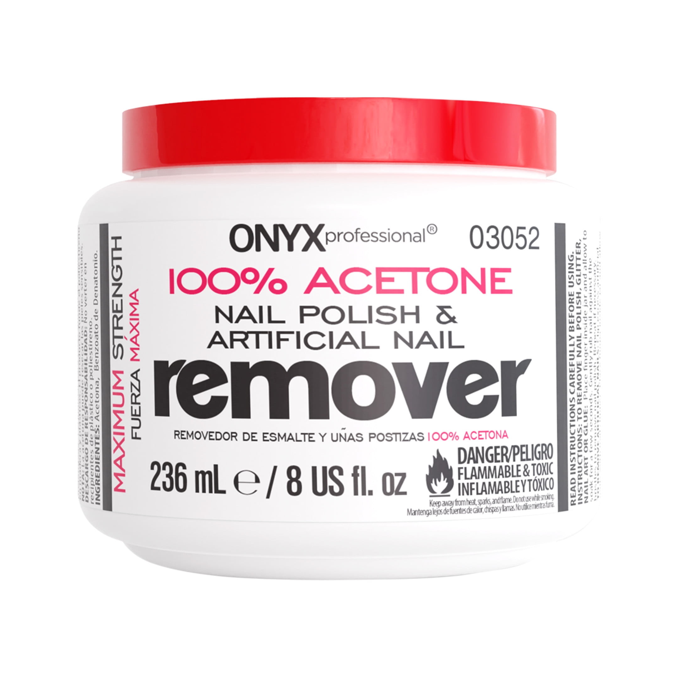 ONYX Professional 100% Acetone Remover Jar, Removes Nail Polish & Artificial Nails, 8 oz.