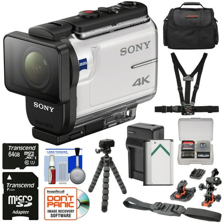 Sony Action Cam FDR-X3000 Wi-Fi GPS 4K HD Video Camera Camcorder with Chest & Helmet Mounts + 64GB Card + Battery & Charger + Case + Tripod +