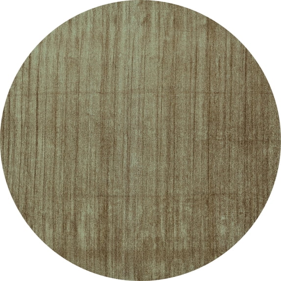 Ahgly Company Machine Washable Indoor Round Abstract Turquoise Blue Contemporary Area Rugs, 7' Round