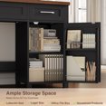 thumbnail image 4 of Homfa 59.1" Computer Desk with Outlet, Thinken Study Writing Desk with 3-Drawer and Door Shelf for Home Office Living Room, Black, 4 of 7