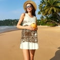 thumbnail image 2 of Horeoi Train Print Women's Sleeveless Dress Cotton-like Flared Hem Deep Side Pockets Above-Knee, 2 of 6