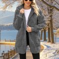 thumbnail image 4 of adaychics Long Cardigan With Hood Oversized Solid Color Cardigan Long Warm Winter Hoodie Coat for Dating Streetwear, 4 of 7