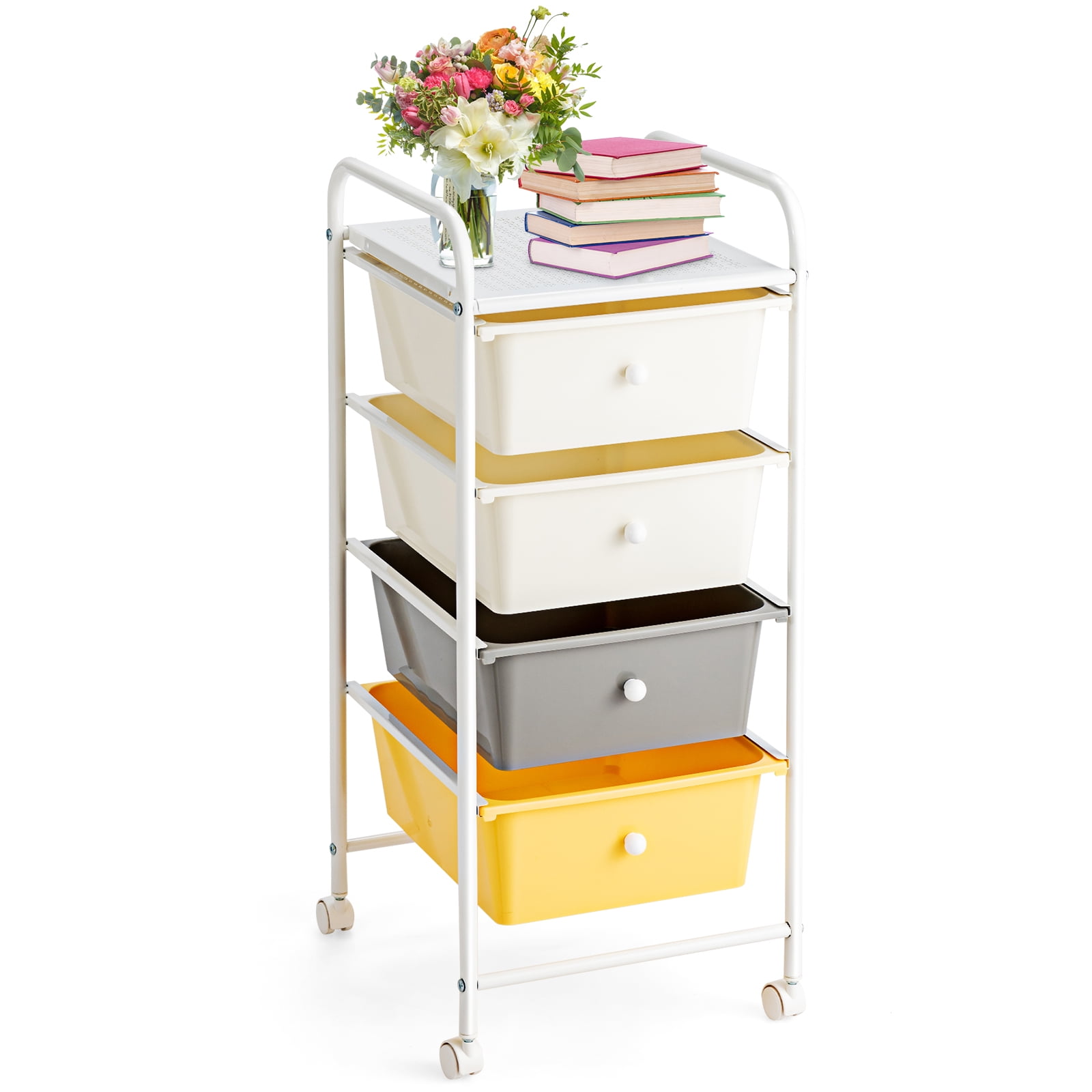 Topbuy 4 Drawer Cart Storage Container Bins with wheels for Home&School