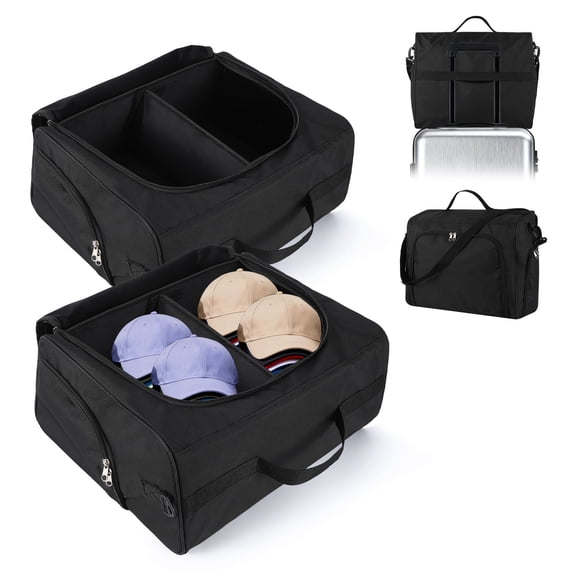 Garvee Baseball Caps Organizer Bag, 17 x 7 x 13.7", 2 Pack, Oxford Fabric Cap Organizer, Black