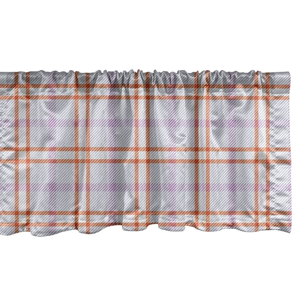 Ambesonne Plaid Valance Pack of 2, Soft Stripes in Check Pattern, 54"X18", Lavender and Burnt Sienna