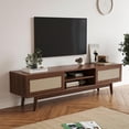 thumbnail image 6 of Barara King Boho TV Stand with Cable Management and Storage for 75 Inch TVs, Rattan Media Console Entertainment Center, Walnut, 6 of 8