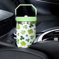 thumbnail image 3 of 30oz St. Patrick''s Day Tumbler with Handle & Flip Lid - Green Irish Shamrocks Travel Mug, Coffee Cup, Water Bottle - Gift for Women, Men - Holiday Decor, 3 of 6