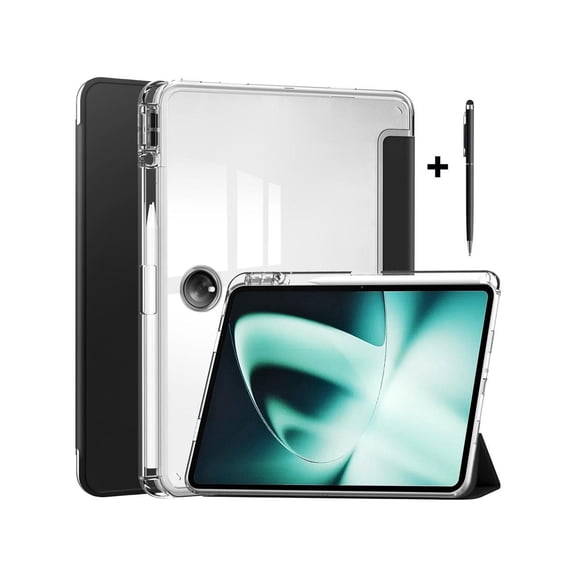 Protective Case for Oppo OnePlus Pad 11.61 inch / Oppo Pad 2 11.61 inch 2023 with S Pen Holder, Transparent Hard Shell Back Trifold Smart Stand Cover with universal stylus Pen