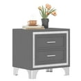 thumbnail image 5 of CoSoTower Mid Century Vintage Nightstand with Silver Glitter Strip Decor and Metal Legs, Velvet Bedside Table with 2 Drawers, Fully Assembled Except Legs and Handles, Gray, 5 of 9