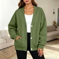 thumbnail image 5 of Winter Oversized Sweatshirt for Women V-Neck Long Sleeve Button Front Cardigan Fall Loose Coat with Pockets, 5 of 7