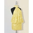 thumbnail image 5 of Light Yellow High Neck Backless Mini Bodycon Dress With Sequin Embellishment For Women Club Outfit, 5 of 7