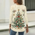 thumbnail image 3 of Women's T Shirt Christmas Print 3/4 Sleeve Daily Weekend Fashion Basic Round Neck Regular Top, 3 of 4