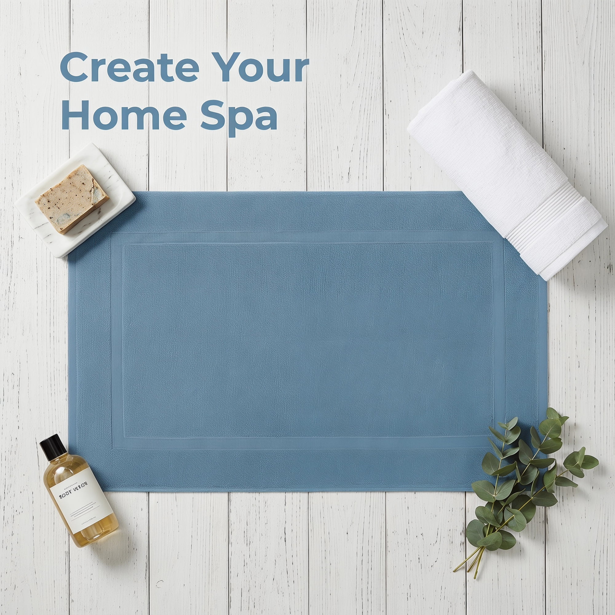 Unique Bargains Luxurious Cotton Bath Rug with Geometric Square Pattern Dark Blue 32"x20"