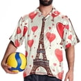 thumbnail image 4 of Eiffel Tower Valentine's Day Men's Short Sleeve Casual Printed Button Down Beach Shirts - Summer Fashion Tops, 4 of 6