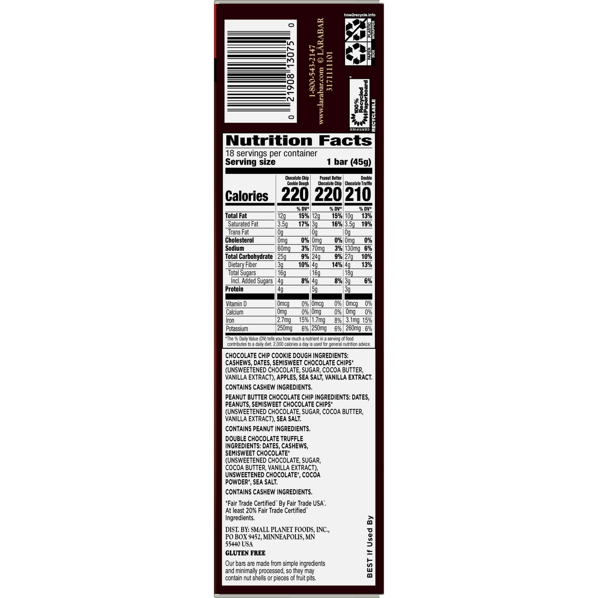 Larabar Chocolate Variety Pack, Gluten Free Vegan Fruit & Nut Bars, 18 Ct ( 2 Pack )