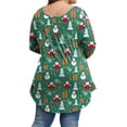 thumbnail image 5 of Plus Size Floral Pleated Tops For Women V Neck Christmas Button Tunic Blouse, 5 of 5