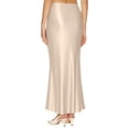 thumbnail image 5 of Women’s Satin Maxi Skirt High Waist Long Skirt Elegant A-Line Silky Smooth Skirt for Office or Casual Wear Beige S, 5 of 5