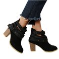 thumbnail image 4 of jsaierl Women Ankle Bare Boots Solid Round Shoes High Heel Causal Short Rube Booties, 4 of 6