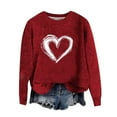 thumbnail image 4 of Iyufng Valentine's Day Sweaters Women Plus Size Love Heart Printed Long Sleeve Crew Neck Fall Winter Pullover Red,4XL, 4 of 6