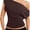 Brown, variant on Wrongduck Women's 2026 Off Shoulder Top Cinched Waist Cap Sleeve Tee Asymmetrical Neck Loose Fit Casual Summer Shirt
