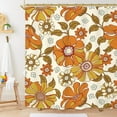 thumbnail image 2 of Retro Flower 70s Shower Curtain Set 71Wx71H Inches Vintage Floral Hippie Aesthetic Orange Groovy Cute Polyester Waterproof Cloth Bathroom Curtain with 12 Hooks, 2 of 5