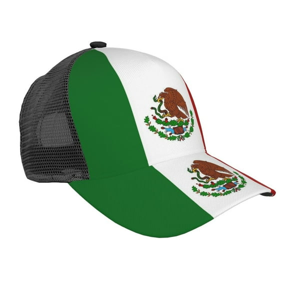 Men Women Mexican-Flag Adjustable Trucker Hat Lightweight Mesh Back Baseball Cap One Size