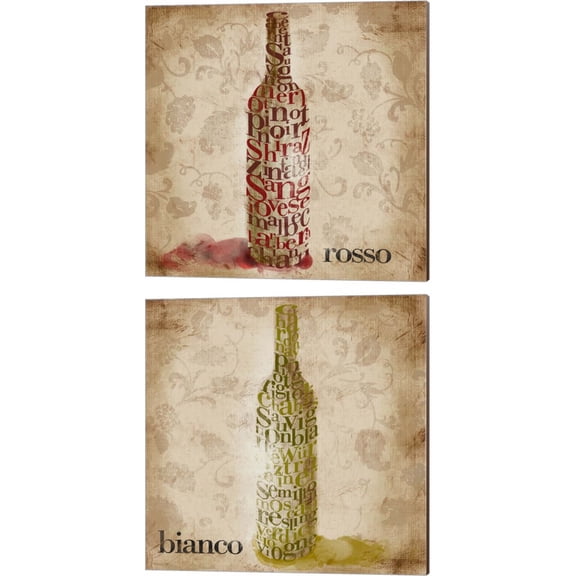 Great Art Now Type of Wine by SD Graphics Studio 2 Piece Canvas Art Set Each 14W x 14H
