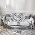 thumbnail image 4 of Colorful Boho Throw Blanket for Couch, Cotton Linen Jacquard Reversible White and Navy Double-Sided Woven Aztec Bed Couch Throws Soft Oversized Chair Sofa Cover with Tassel, 4 of 7