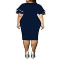thumbnail image 3 of Femmes Bodycon Crayon Robe Imprimé Manches Évasées Élégante Couture Bureau Robe Cocktail Party Clubwear, 3 of 6