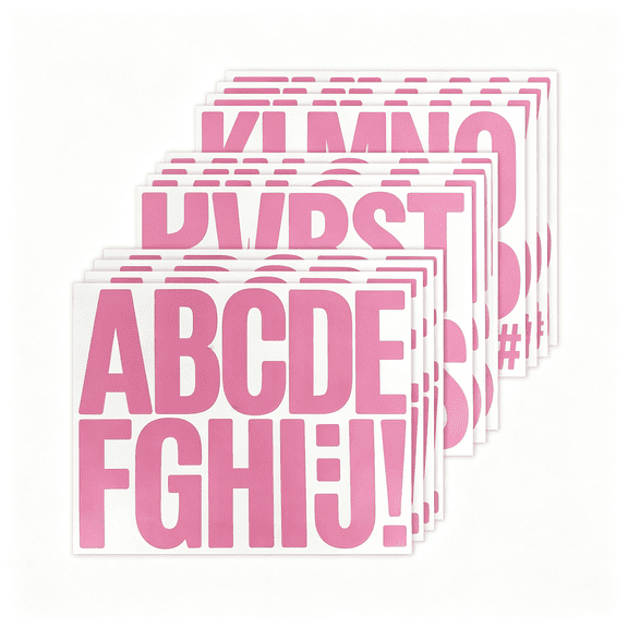 CCOCC 144Pcs Self-Adhesive 3In Letter Stickers,Vinyl Pink Alphabet Sticker,For Mailbox,Signs,Bulletin Boards-12 Sheets Letter Stickers Large