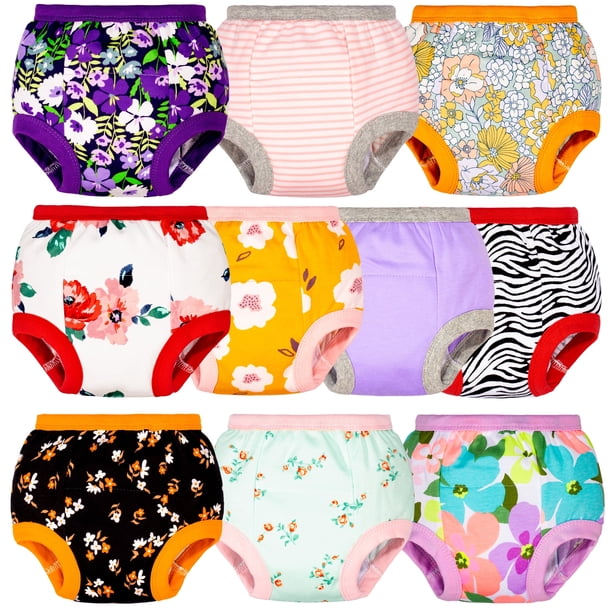 BIG ELEPHANT Pantalones de Entrenamiento para Niñas Pequeñas, Ropa Interior de Entrenamiento para Niñas Pequeñas, Paquete de 10, Talla 4T