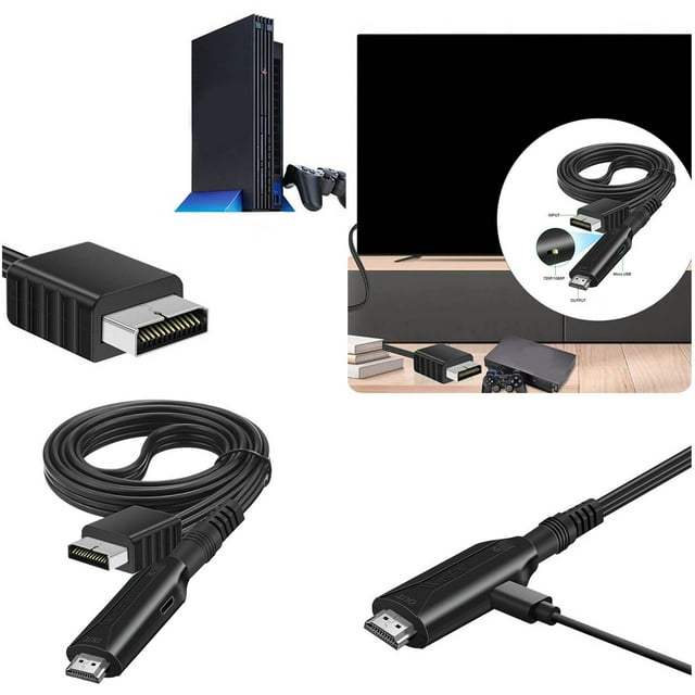PS2 to Converter Adapter Game Console AV Output Signal Connection to TV HDTV Display Support 1080P Video Resolution
